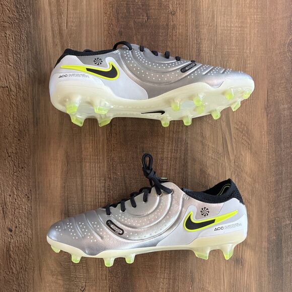 Nike Tiempo Legend 10 Elite FG Pro Men Size 7.5 Soccer Cleats Metallic Silver